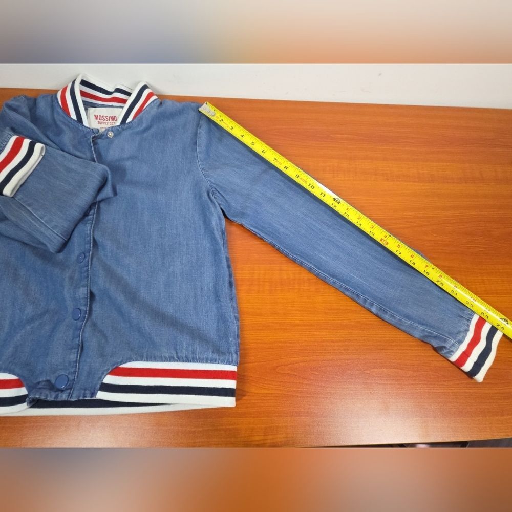 MOSSIMO SUPPLY CO Womens Chambray Denim Bomber Jacket XS Snap Button Pockets EUC - Picture 7 of 10